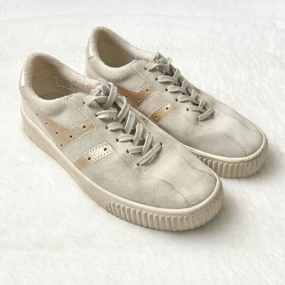 Gola Classics Women's Super Court Suede Metallic Off White Gold Sneakers Size 10 - Picture 1 of 7